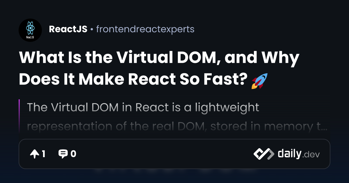 What Is the Virtual DOM, and Why Does It Make React So...