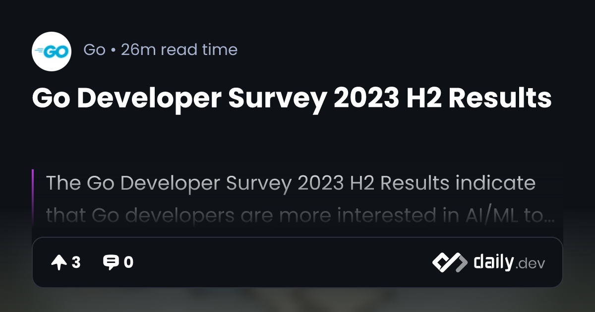 Go Developer Survey 2023 H2 Results - The Go Programming Language