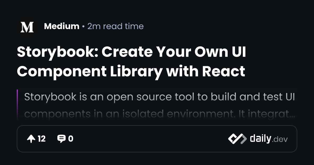 Storybook: Create Your Own UI Component Library with React