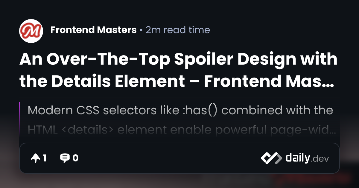 An Over-The-Top Spoiler Design with the Details Element – Frontend ...