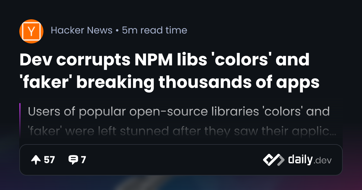 Dev corrupts NPM libs 'colors' and 'faker' breaking thousands of apps