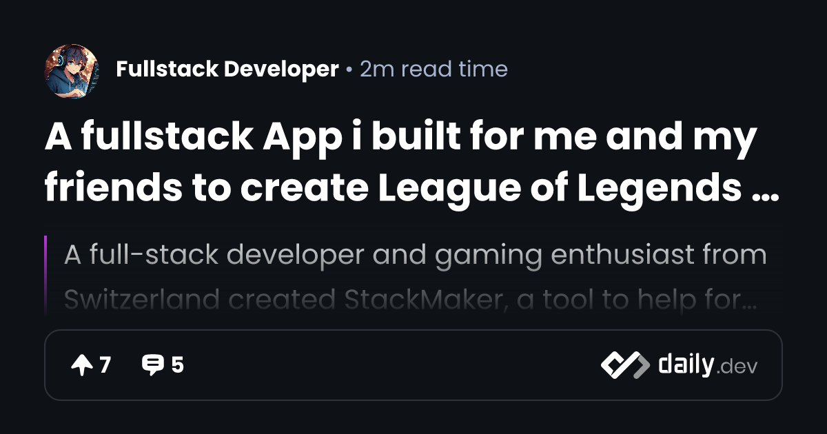 A fullstack App i built for me and my friends to create...