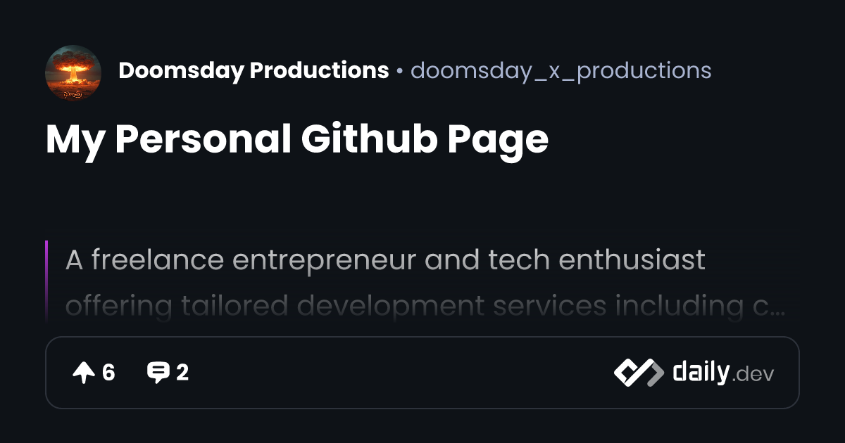 My Personal Github Page | daily.dev