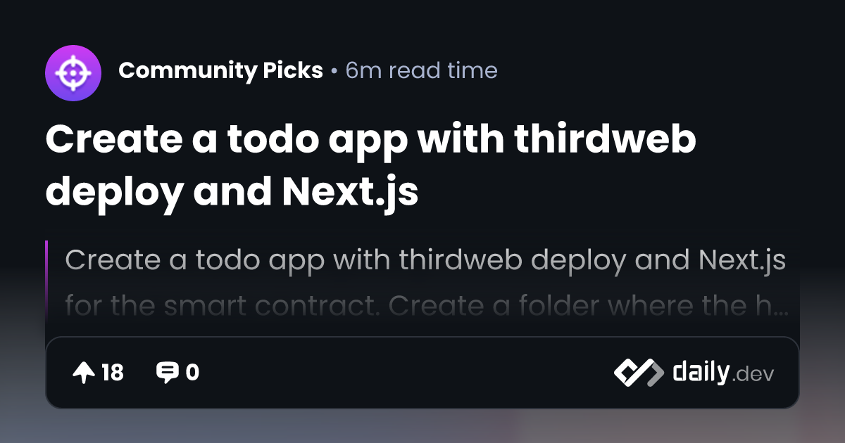 Create a todo app with thirdweb deploy and Next.js