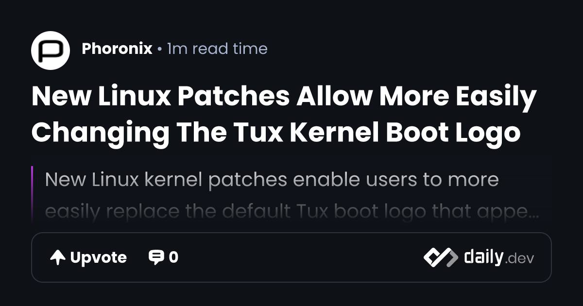 New Linux Patches Allow More Easily Changing The Tux...