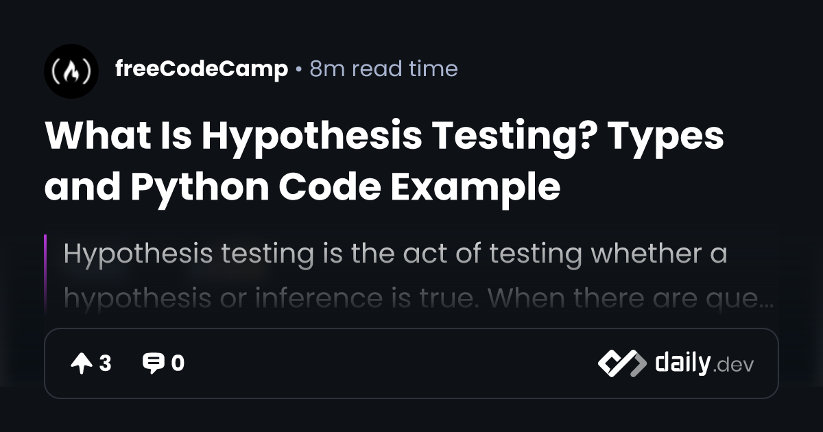 What Is Hypothesis Testing? Types and Python Code Example