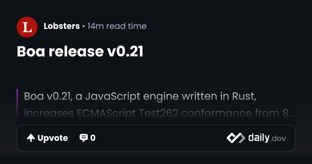 Boa release v0.21 | daily.dev