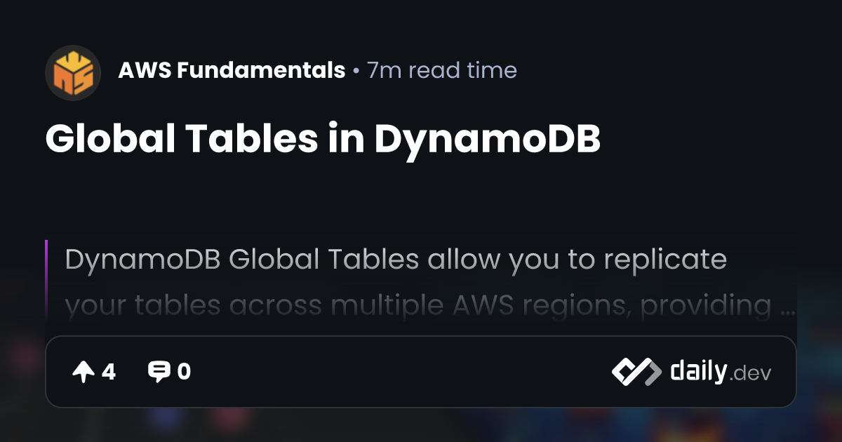 Global Tables in DynamoDB | daily.dev