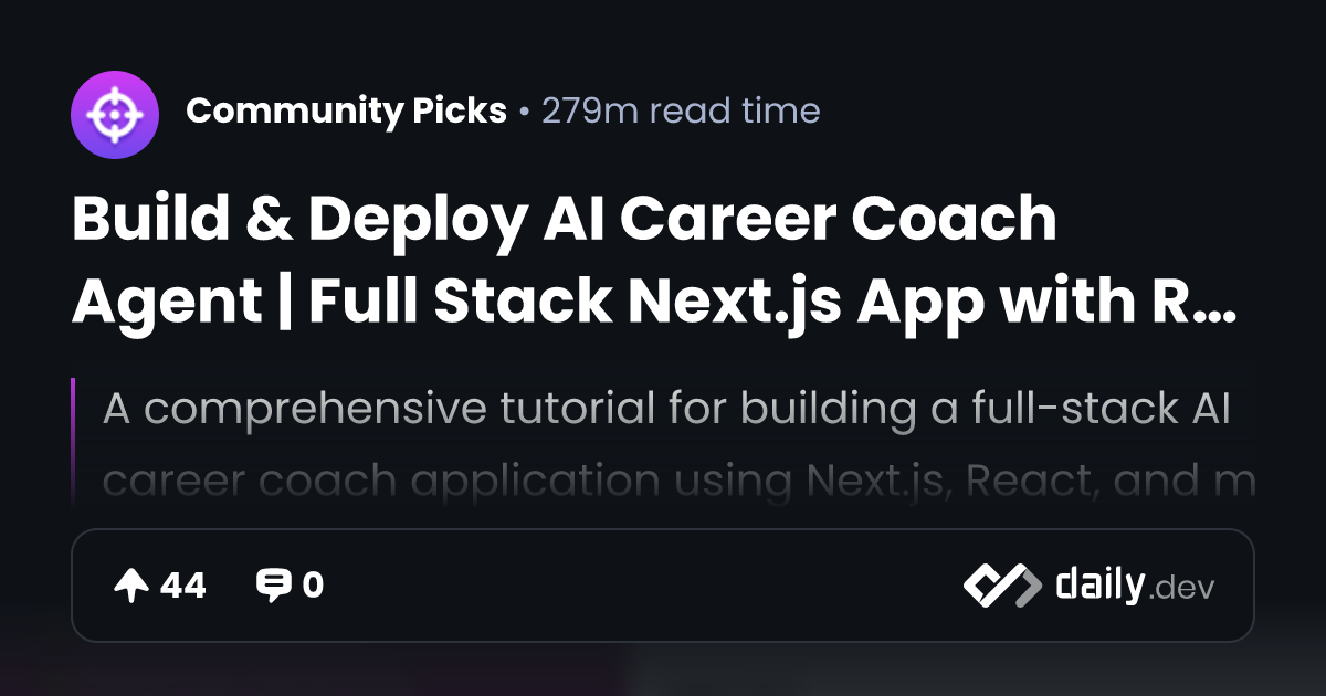 Build Deploy Ai Career Coach Agent Full Stack Next Js App With