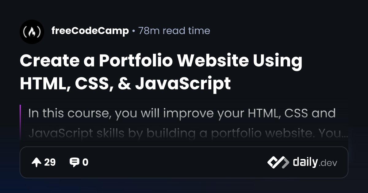 Create a Portfolio Website Using HTML, CSS, & JavaScript