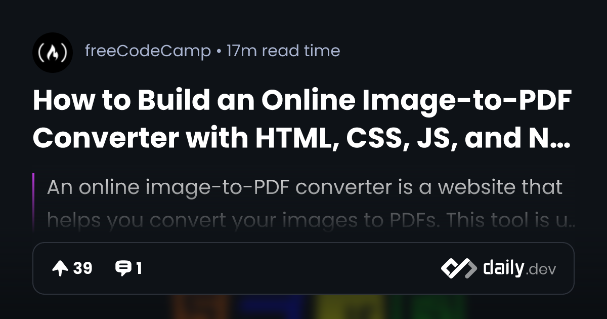 How to Build an Online Image-to-PDF Converter with HTML, CSS, JS