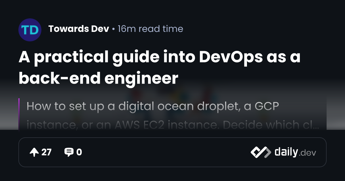 A practical guide into DevOps as a back-end engineer