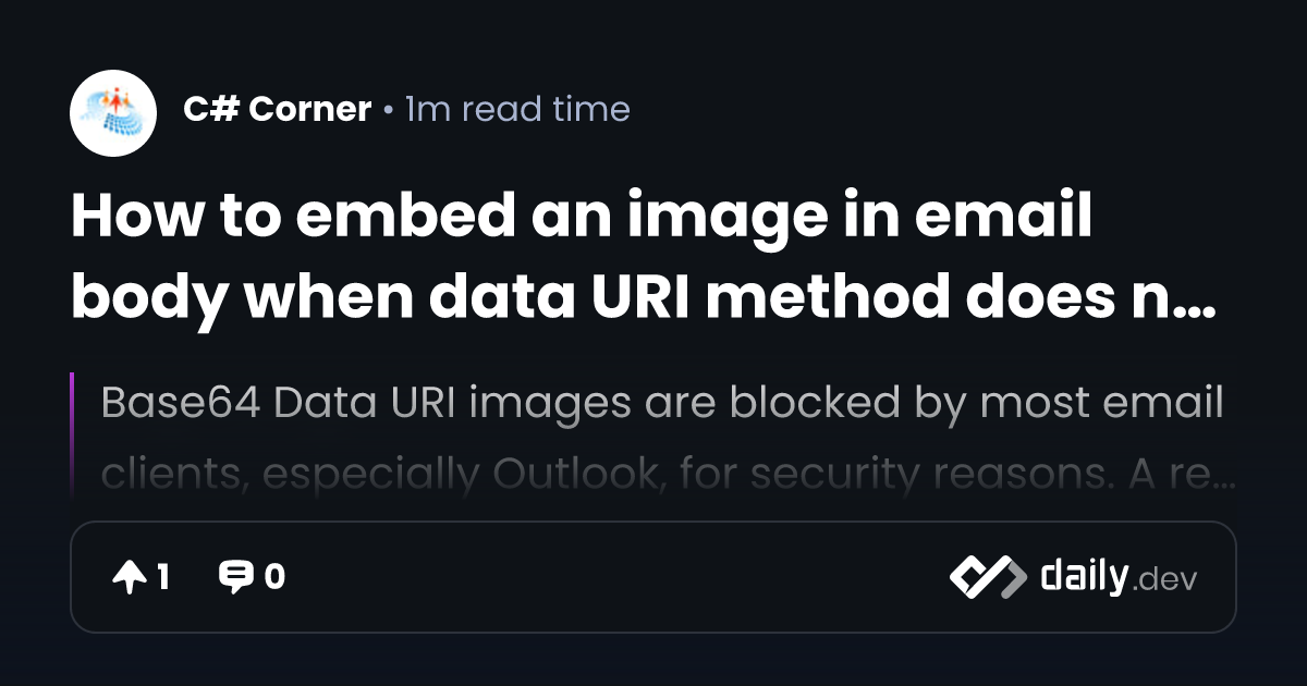 How to embed an image in email body when data URI method...