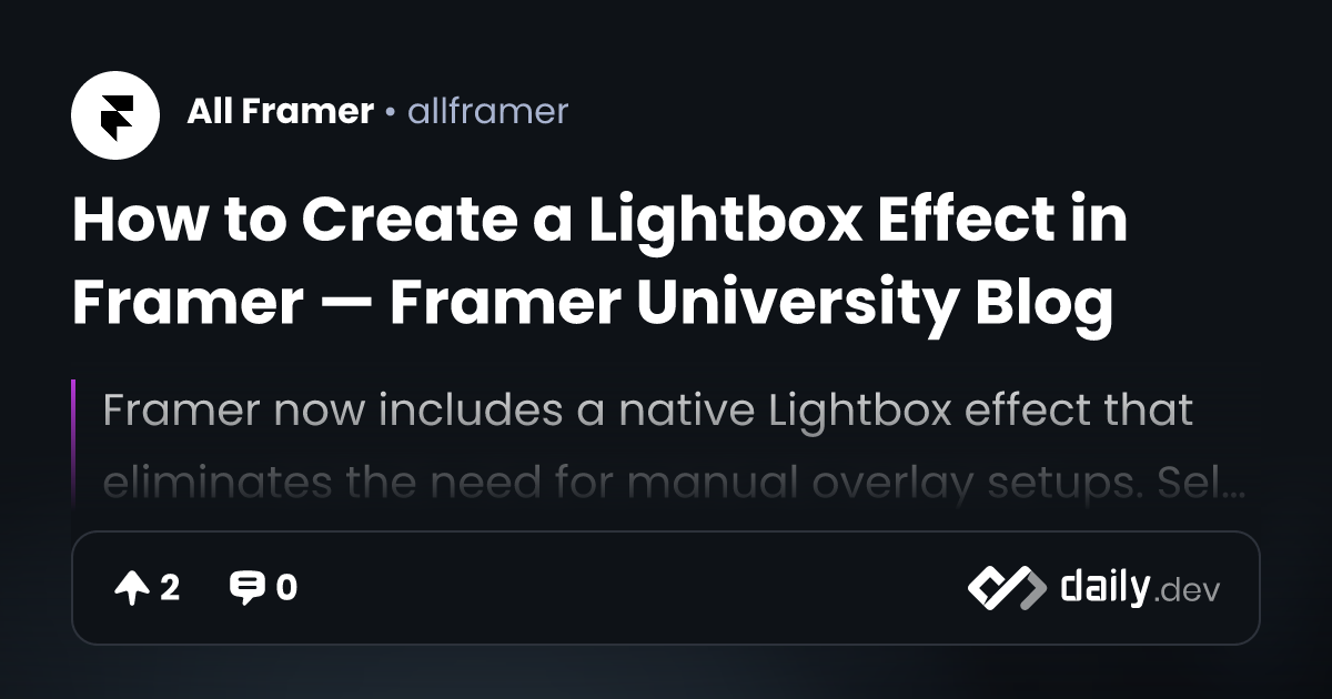 How to Create a Lightbox Effect in Framer — Framer...
