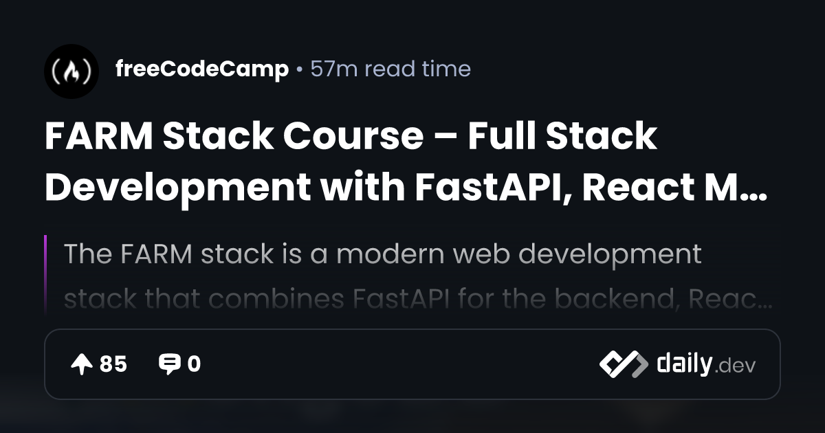 FARM Stack Course – Full Stack Development with FastAPI,...