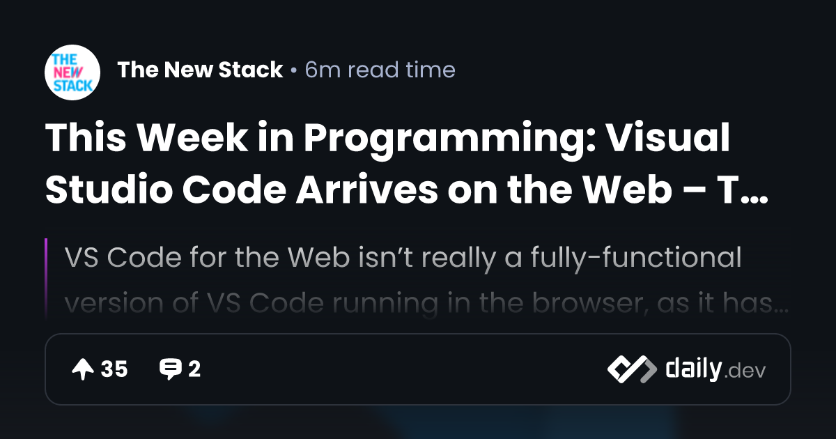 This Week in Programming: Visual Studio Code Arrives on...