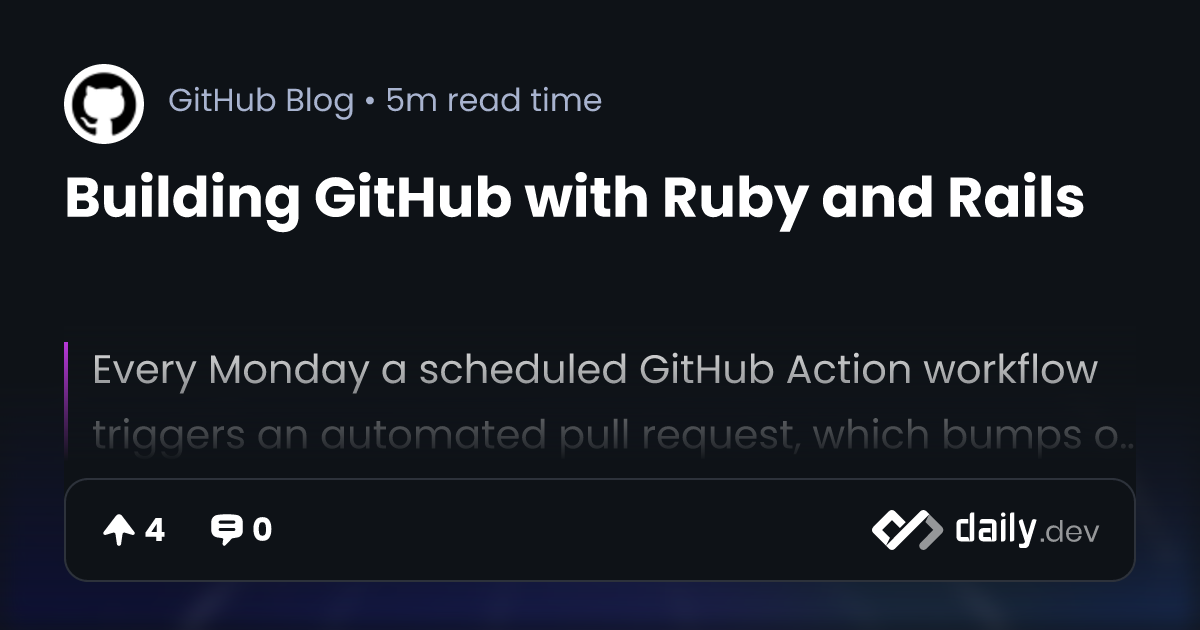 Building GitHub with Ruby and Rails - The GitHub Blog