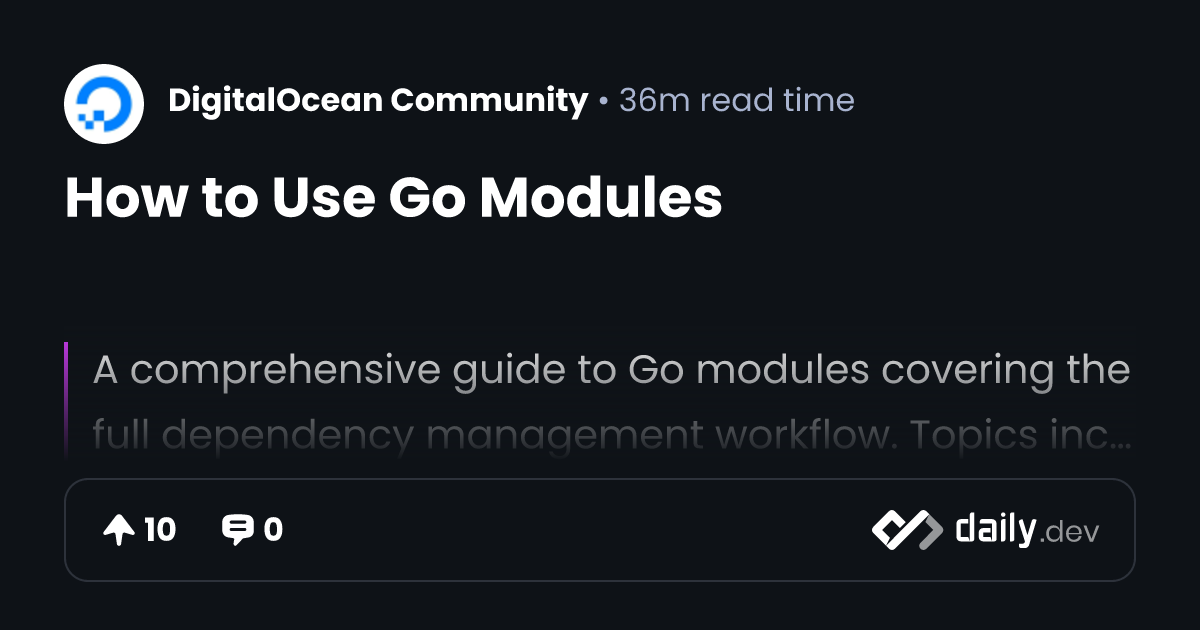How to Use Go Modules | daily.dev