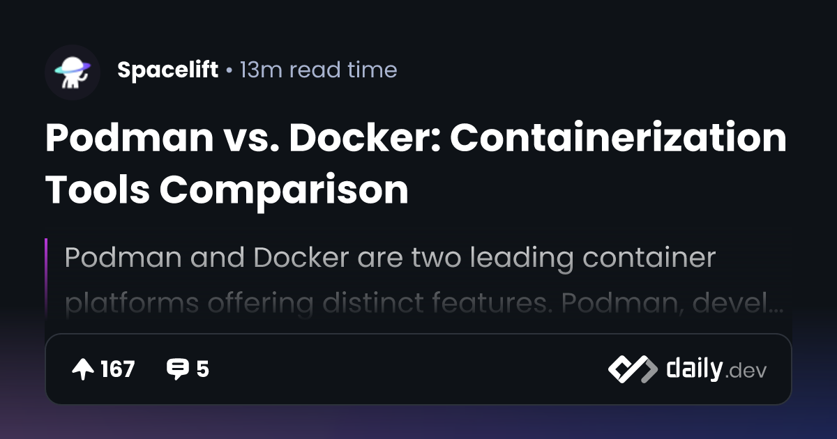 Podman Vs Docker Containerization Tools Comparison Daily Dev