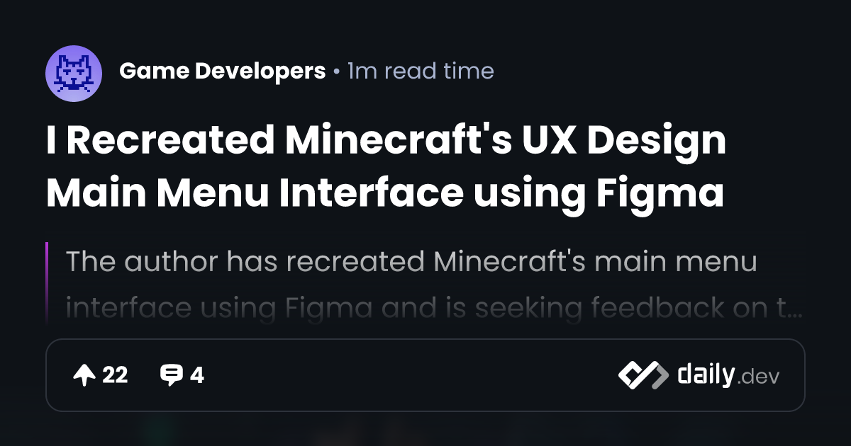 I Recreated Minecraft's UX Design Main Menu Interface...
