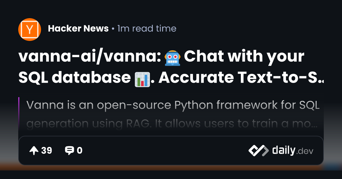 vanna-ai/vanna: 🤖 Chat with your SQL database 📊. Accurate Text-to-SQL ...