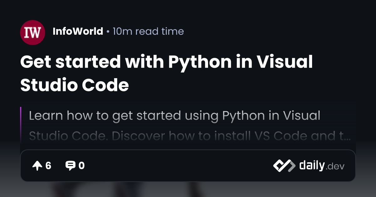 Get started with Python in Visual Studio Code | daily.dev