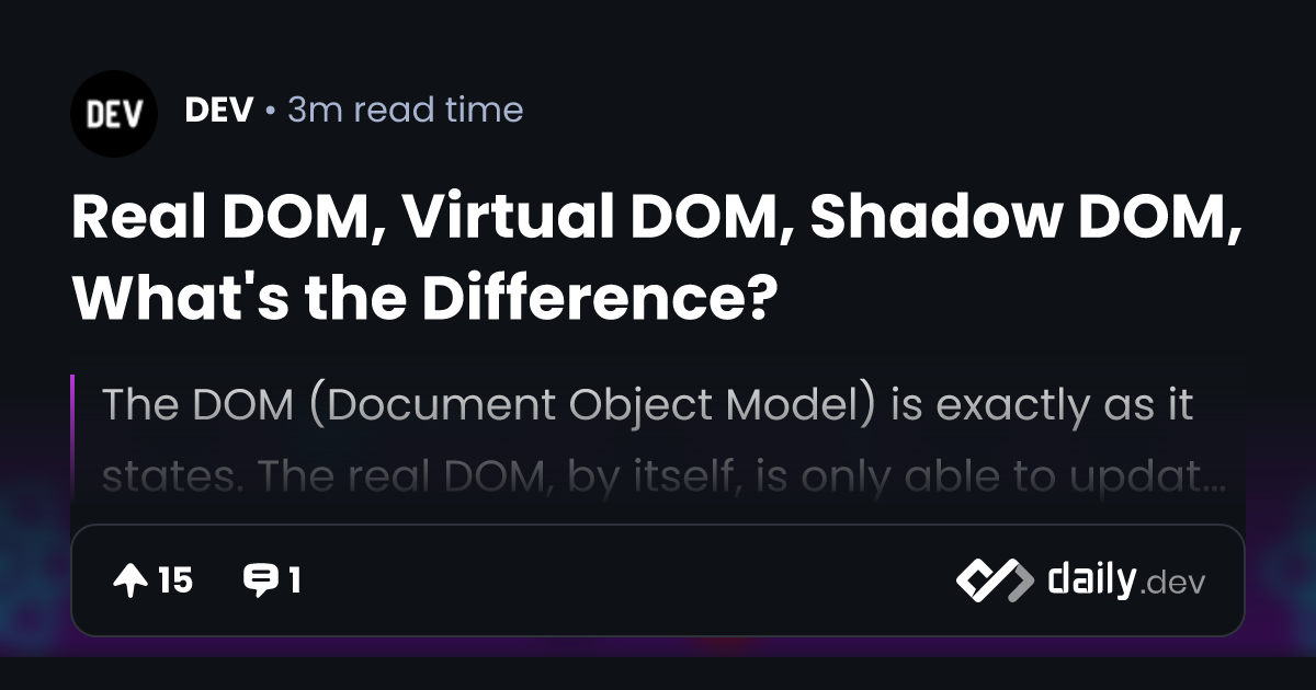 Real DOM, Virtual DOM, Shadow DOM, What's the Difference?
