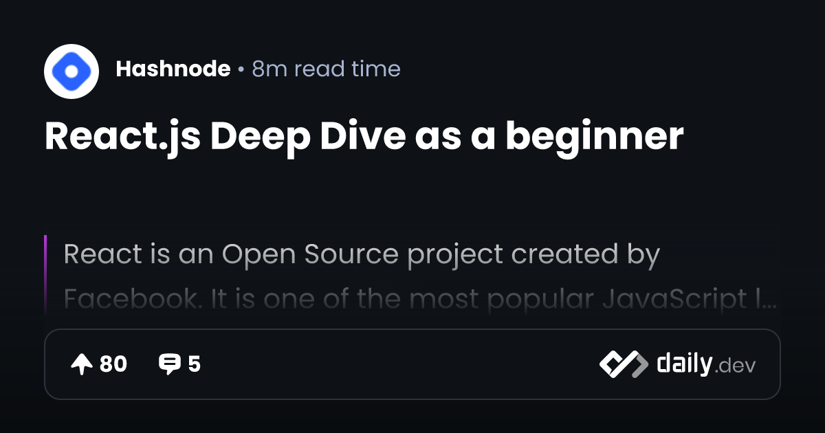 React.js Deep Dive as a beginner | daily.dev