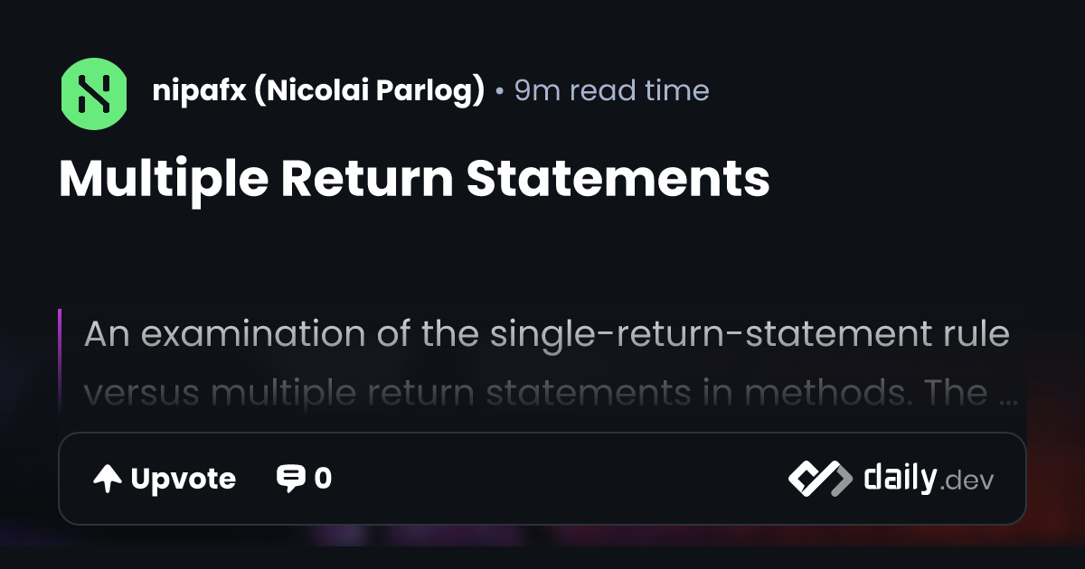 Multiple Return Statements | daily.dev
