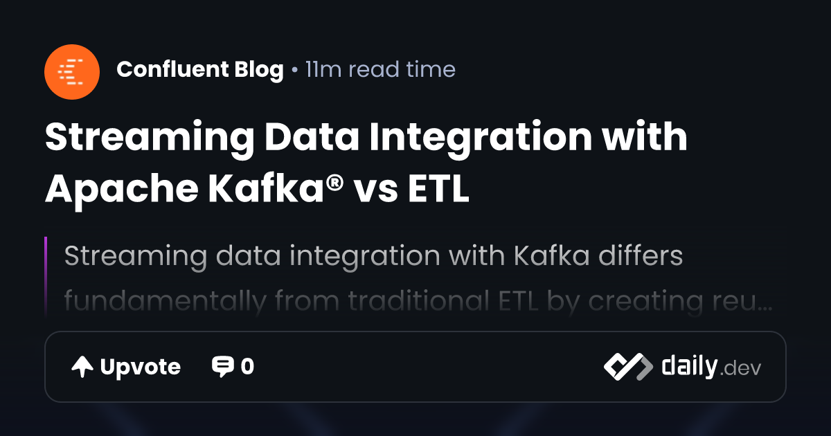 Streaming Data Integration with Apache Kafka® vs ETL