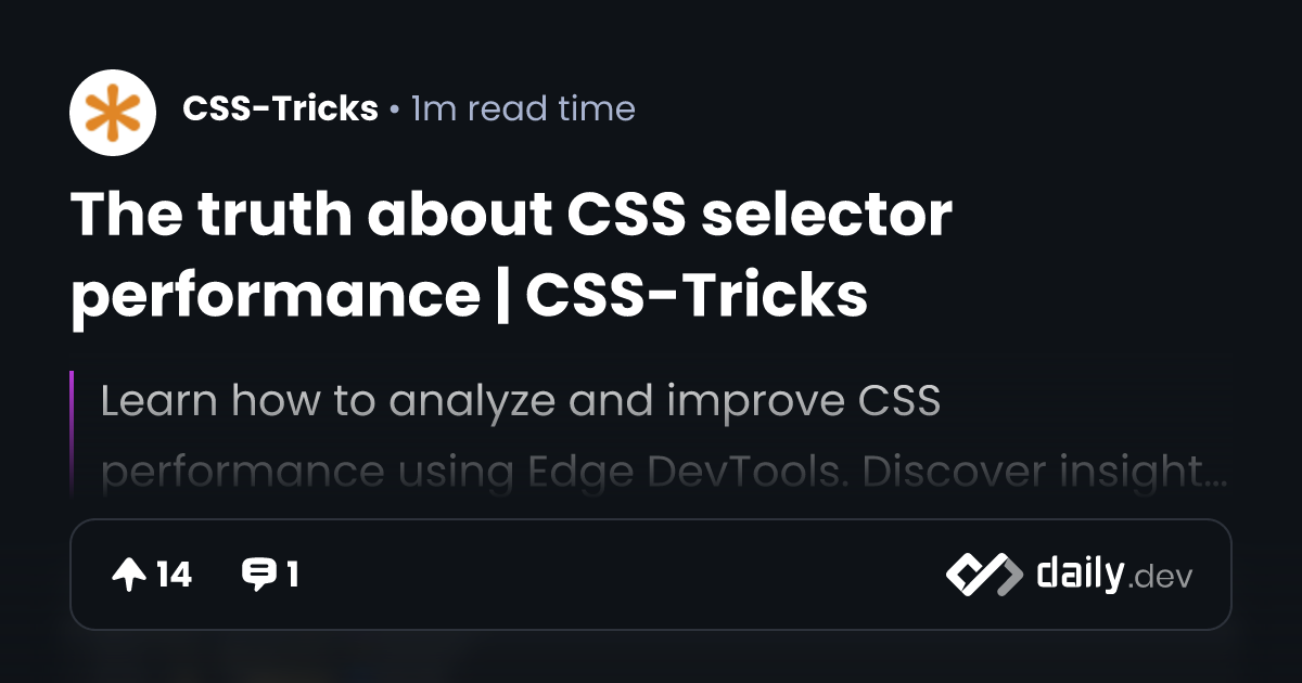 The truth about CSS selector performance | CSS-Tricks