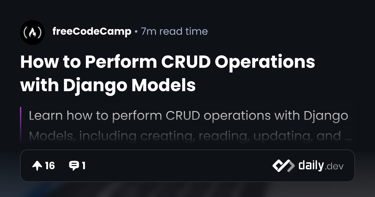 How to Perform CRUD Operations with Django Models