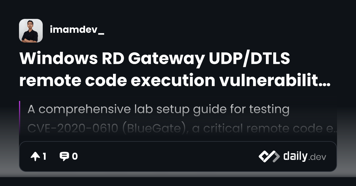 Windows RD Gateway UDP/DTLS remote code execution...