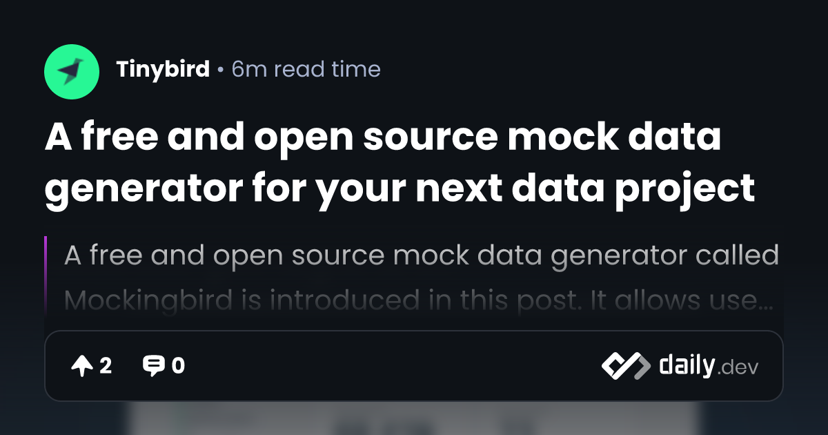 A free and open source mock data generator for your next...