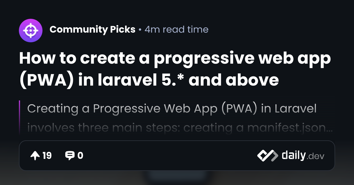 How to create a progressive web app (PWA) in laravel 5.*...