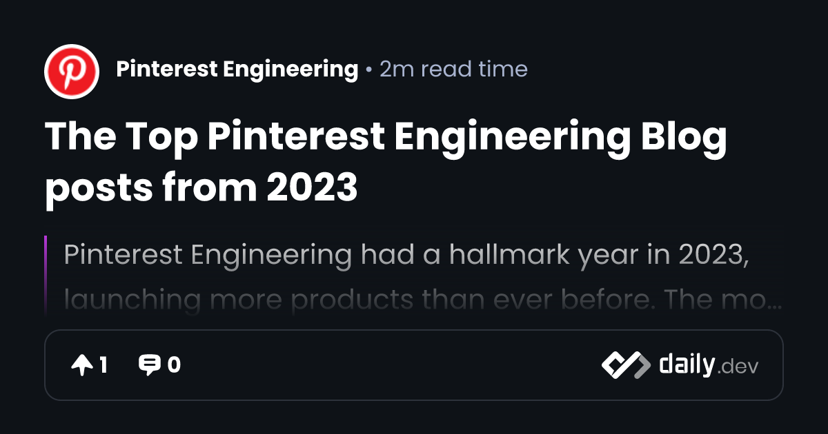 The Top Pinterest Engineering Blog posts from 2023