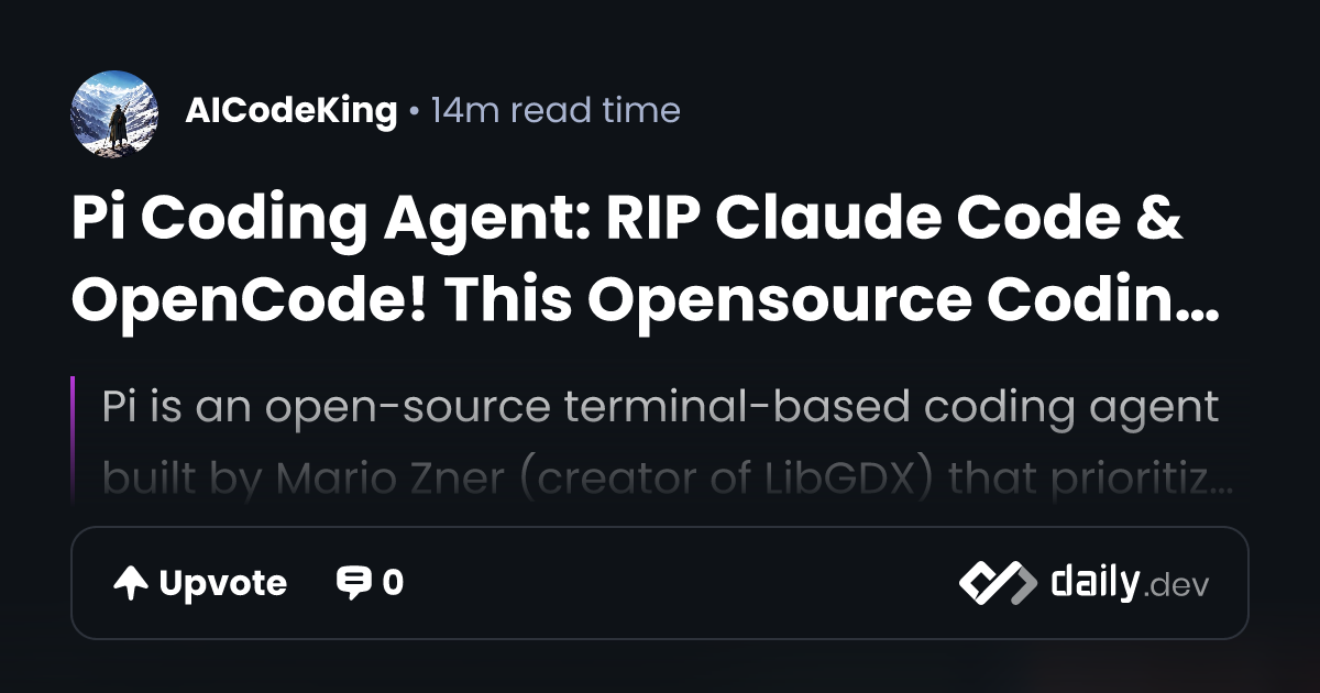 Pi Coding Agent: RIP Claude Code & OpenCode! This...