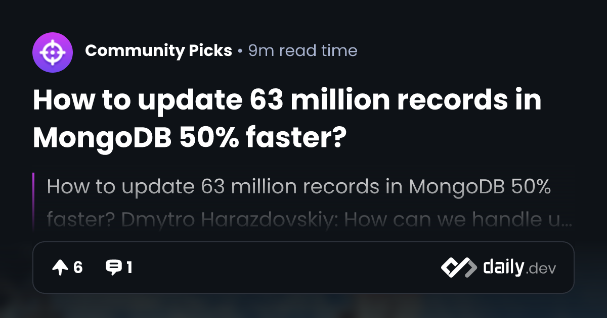 How to update 63 million records in MongoDB 50% faster?