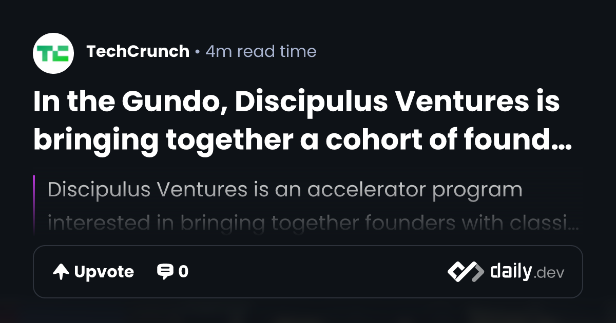 In the Gundo, Discipulus Ventures is bringing together a...