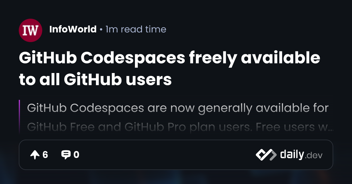 GitHub Codespaces freely available to all GitHub users