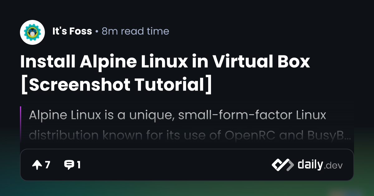 Install Alpine Linux in Virtual Box [Screenshot Tutorial]