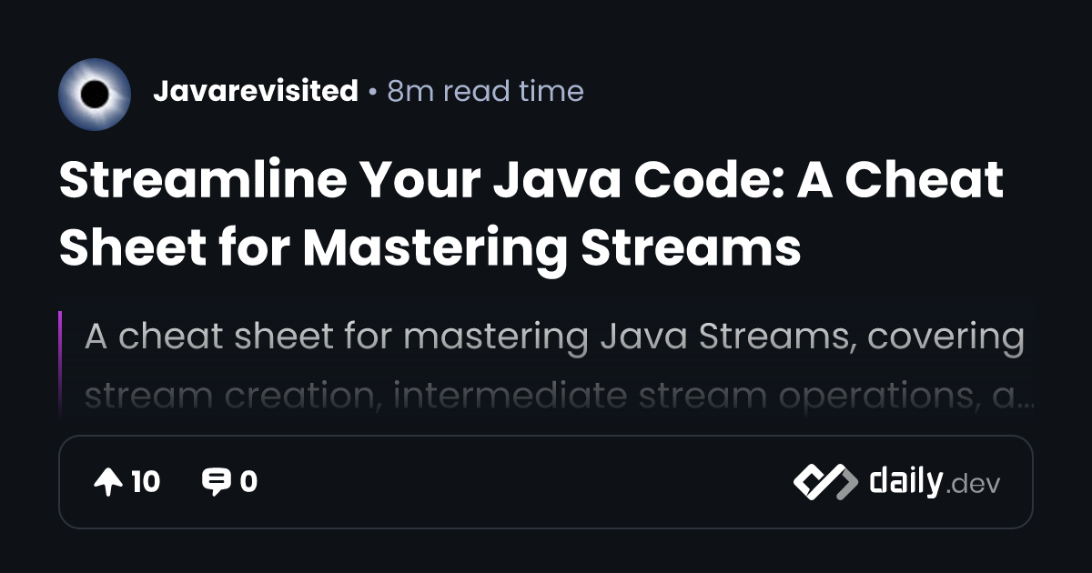 Streamline Your Java Code: A Cheat Sheet for Mastering...