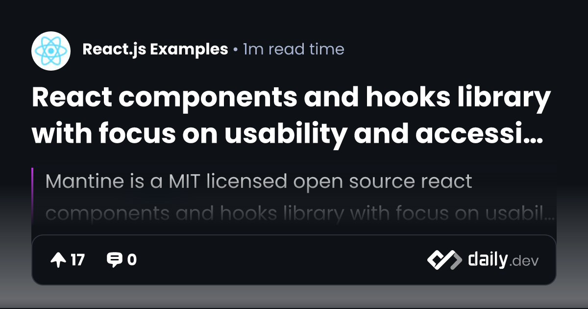 React components and hooks library with focus on...