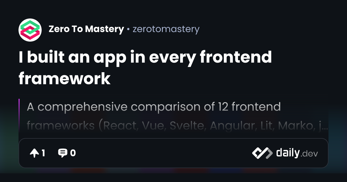 I built an app in every frontend framework | daily.dev