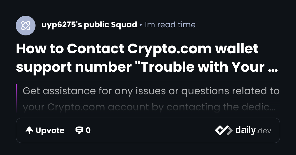 How to Contact Crypto.com wallet support number 