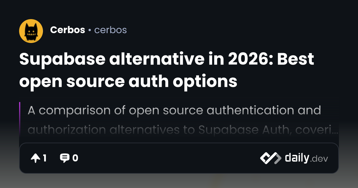 Supabase alternative in 2026: Best open source auth options