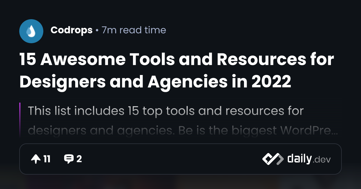 15 Awesome Tools and Resources for Designers and...