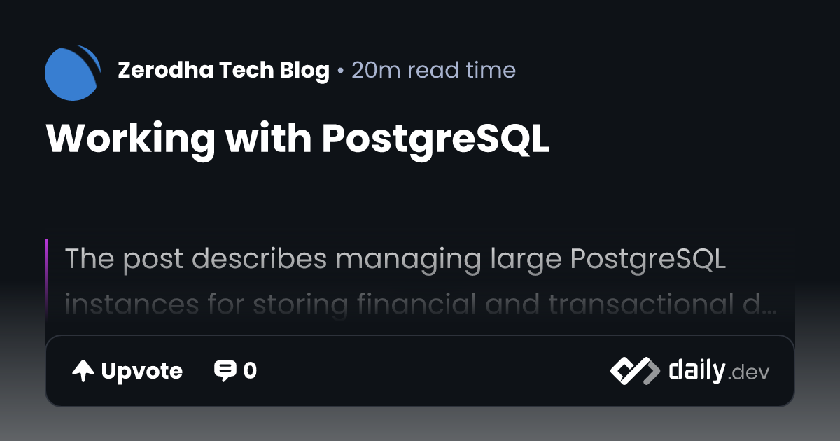 Working with PostgreSQL | daily.dev
