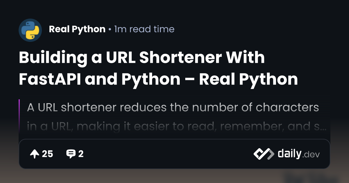 Building a URL Shortener With FastAPI and Python – Real...