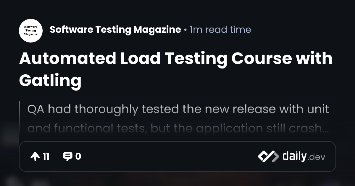 Automated Load Testing Course with Gatling | daily.dev